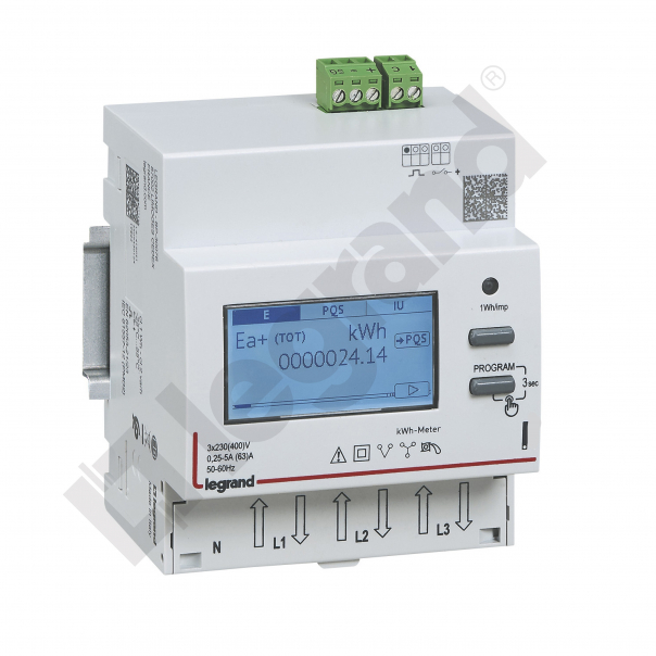 LICZNIK ENERGII POMIAR BEZPOŚREDNI 3 FAZOWY 63 A Z WYJŚCIEM IMPULSOWYM. - 412092 - LEGRAND