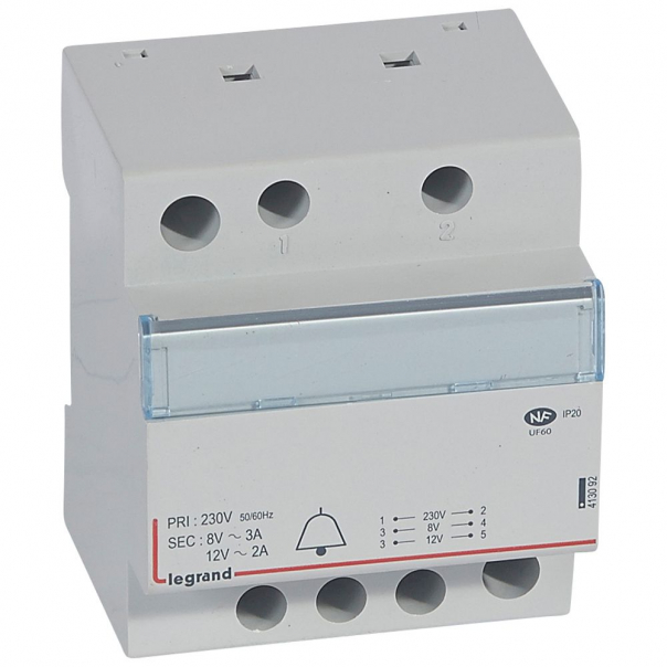 MODUŁOWY TRANSFORMATOR DZWONKOWY TR323 12/8V 24VA - 413092 - LEGRAND