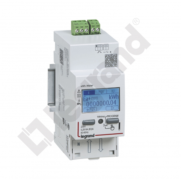 LICZNIK ENERGII POMIAR BEZPOŚREDNI 1 FAZOWY 63 A Z WYJŚCIEM IMPULSOWYM - 412082 - LEGRAND