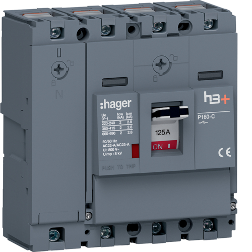 MCCB ROZŁĄCZNIK MOCY h3+ P160 4P 125A. - HCS126AC - HAGER