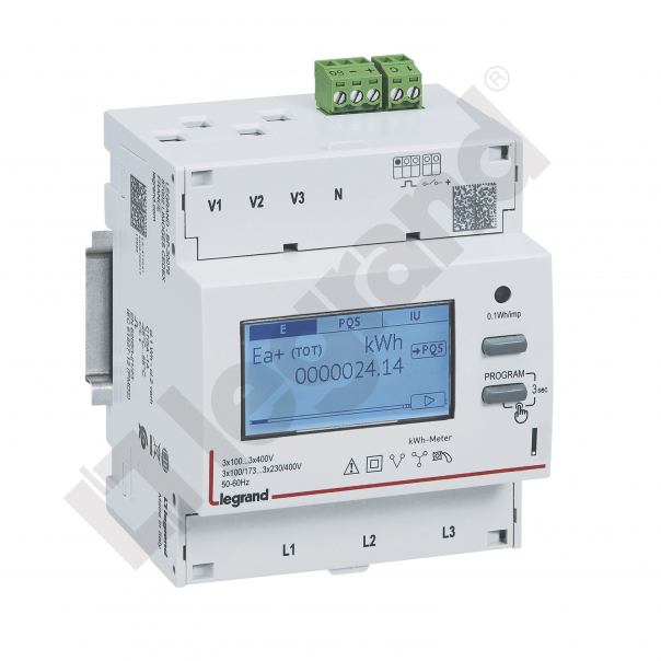 LICZNIK ENERGII POMIAR PRZEZ PRZEKŁADNIKI CT, 3 FAZOWY 5 A Z WYJŚCIEM IMPULSOWYM - 412042 - LEGRAND