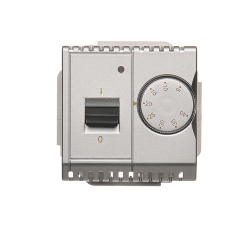 Regulator temperatury z czujnikiem wewnętrznym, 16A, 230V~. Montaż gniazda na wkręty do puszki; srebrny mat - BMRT10W.02/43 - KONTAKT SIMON