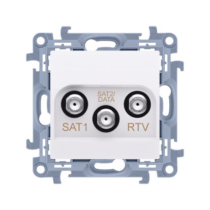 GNIAZDO ANTENOWE SATELITARNE PODWÓJNE SAT-SAT-RTV 1X WEJŚCIE 5 MHZ-2,4 GHZ BIAŁY SIMON 10 - CASK2F.01/11 - KONTAKT SIMON