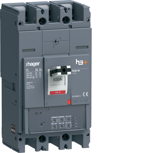 MCCB Wyłącznik mocy h3+ P630 LSI 3x630A 50kA - HMW630JR - HAGER
