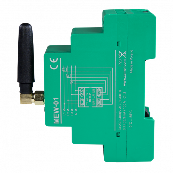 MONITOR ENERGII ELEKTRYCZNEJ Wi-Fi 3F+N Z ANTENĄ ZEWNĘTRZNĄ - SPL10000031 - ZAMEL