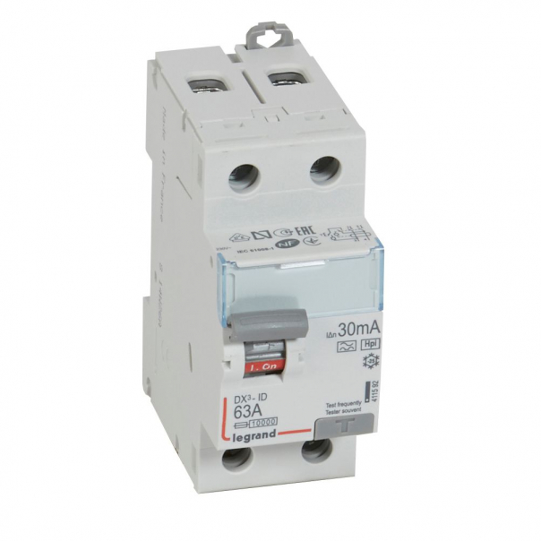 WYŁĄCZNIK RÓŻNICOWY 63A 30MA 2-POLOWY TYP HPI SERII DX3 P 302 - 411592 - LEGRAND