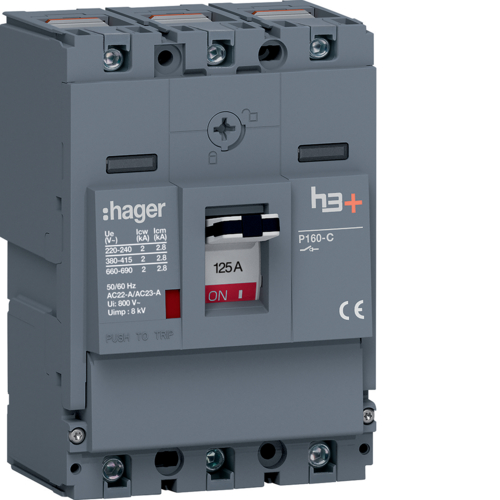MCCB Rozłącznik mocy h3+ P160 3P 125A - HCS125AC - HAGER