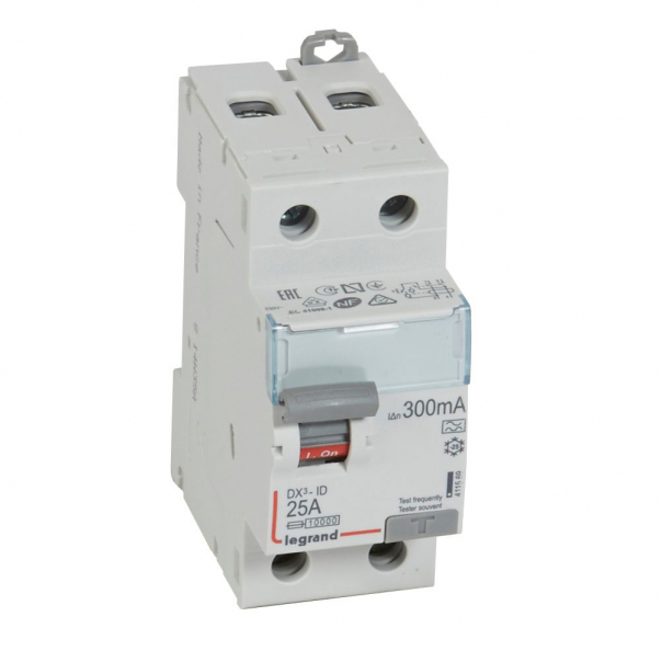 WYŁĄCZNIK RÓŻNICOWY 25A 300MA 2-POLOWY TYP A SERII DX3 P302 - 411569 - LEGRAND
