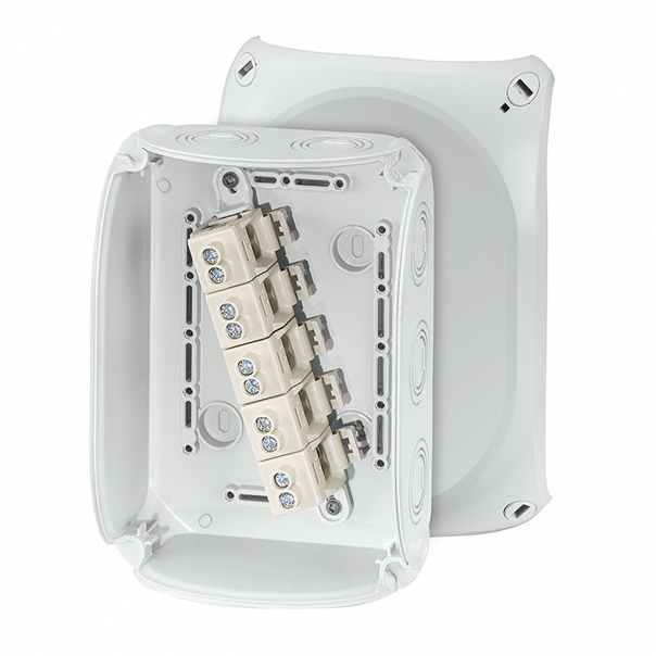 PUSZKA DO INSTALACJI ZEWNĘTRZNYCH., SZARA, IP 66/IP 67, 180x130x77, Z ZAC.. 5-BIEG., 10 mm2, Cu, KF 1010 G - 62000061 - HENSEL