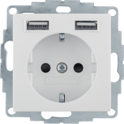 B.KWADRAT GNIAZDO SCHUKO Z GNIAZDEM ŁADOWANIA USB 2,4 A; SAMOZACISKI KREM POŁYSK. - 48038982 - HAGER
