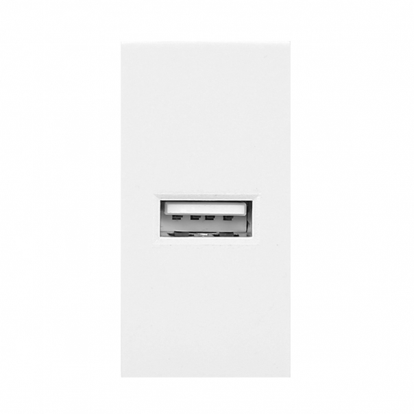 NOEN USB, port modułowy 22,5x45mm z ładowarką USB, 2,1A 5V DC, biały - OR-GM-9010/W/USB - ORNO