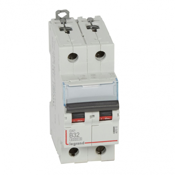 WYŁĄCZNIK NADPRĄDOWY B 32A 2-POLOWY CHARAKTERYSTYKA B SERII DX3 S302 - 407512 - LEGRAND