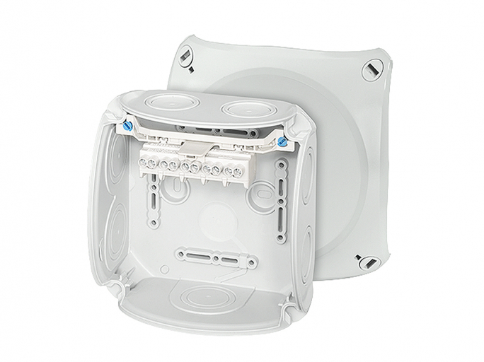 Puszka do inst. wewn., szara, IP 66, z dławnicami membran., z zac. 5-bieg., 4 mm2, Cu - 62000152 - HENSEL