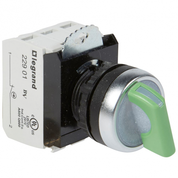 MANETKA 24 V 2 POZYCJE STABILNE + UCHWYT + 1NO+1NC ZIELONA KOMPLET Z PODŚWIETLENIEMOSMOZ - 023762 - LEGRAND