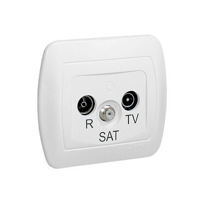 Gniazdo antenowe R-TV-SAT przelotowe; biały - AASP/11 - KONTAKT SIMON