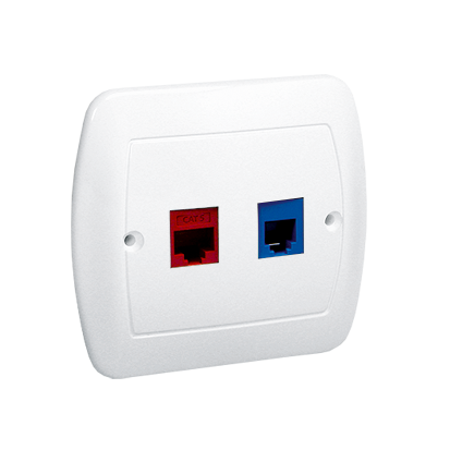Gniazdo telefoniczne RJ12 + komputerowe RJ45, kategoria 5 dla RJ45. Montaż do puszki na wkręty; biały - A5T/11 - KONTAKT SIMON