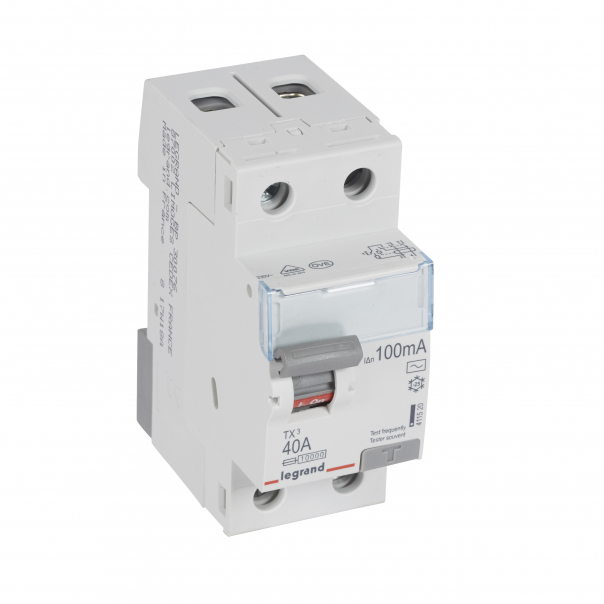 WYŁĄCZNIK RÓŻNICOWY 40A 100MA 2-POLOWY TYP AC SERII TX3 P 302 - 411520 - LEGRAND
