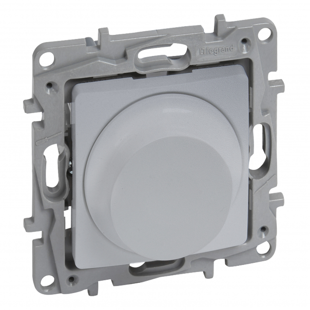 NILOE SELECTION - ŚCIEMNIACZ OBROTOWY 300 W - 2 PRZEWODOWY
(DO OBCIĄŻEŃ RLC ORAZ DO LAMP LED) ALUMINIUM - 762188 - LEGRAND