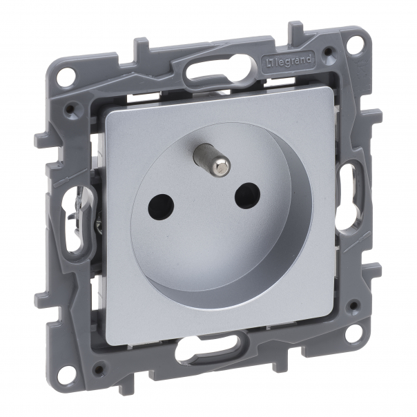 NILOE SELECTION - GNIAZDO 2P+Z 16 A - 250 V~
(Z PRZESŁONĄ, ZACISKI ŚRUBOWE) ALUMINIUM - 762127 - LEGRAND