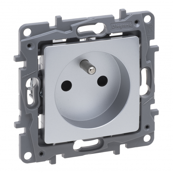 NILOE SELECTION - GNIAZDO 2P+Z  16 A - 250 V~
(Z PRZESŁONĄ, ZACISKI AUTOMATYCZNE) ALUMINIUM - 762125 - LEGRAND