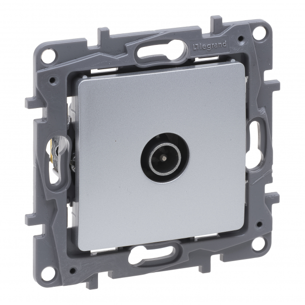 NILOE SELECTION - GNIAZDO TV(MĘSKIE) PRZELOTOWE 14 DB ALUMINIUM - 762152 - LEGRAND