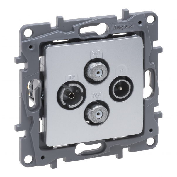 NILOE SELECTION - GNIAZDO TV-RD-SAT-SAT KOŃCOWE DO INSTALACJI TYPU GWIAZDA 1,5 DB ALUMINIUM - 762166 - LEGRAND