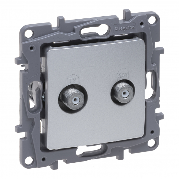 NILOE SELECTION - GNIAZDO TV - "F-F" KOŃCOWE DO INSTALACJI TYPU GWIAZDA 1 DB ALUMINIUM - 762149 - LEGRAND