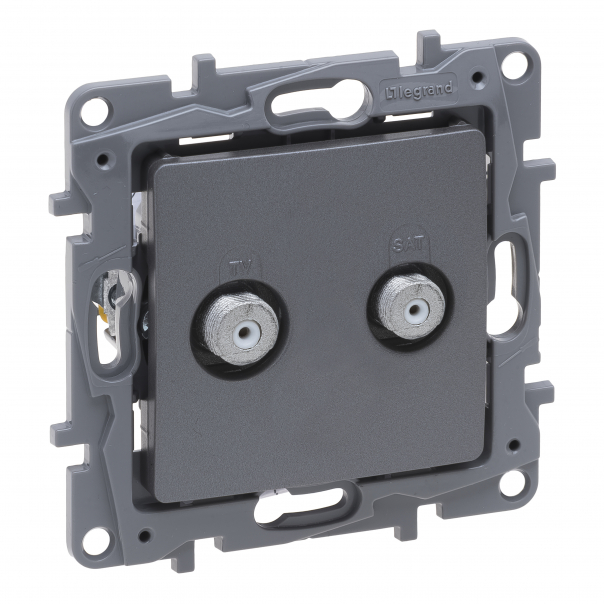 NILOE SELECTION - GNIAZDO TV - "F-F" KOŃCOWE DO INSTALACJI TYPU GWIAZDA 1 DB STAL - 762349 - LEGRAND