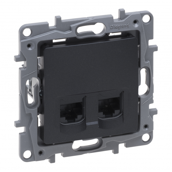 NILOE SELECTION - GNIAZDO 2 X RJ 45 KAT. 6 UTP ANTRACYT - 762274 - LEGRAND