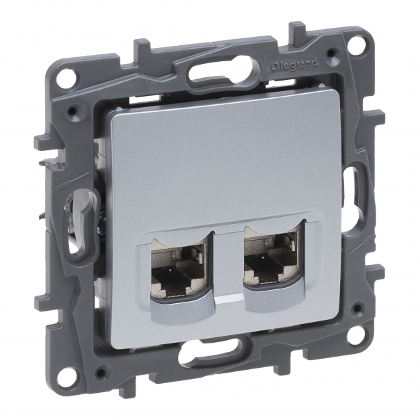 NILOE SELECTION - GNIAZDO 2 X RJ 45 KAT. 6 STP ALUMINIUM - 762176 - LEGRAND