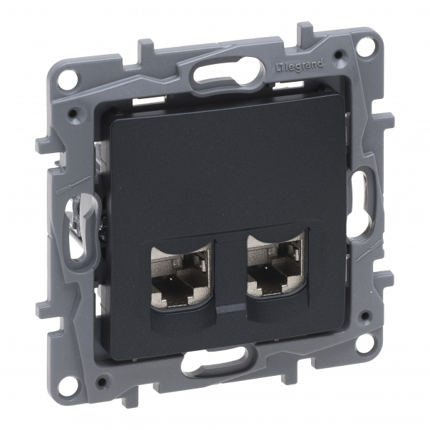 GNIAZDO KOMPUTEROWE PODWÓJNE 2XRJ45 KAT. 6 STP ANTRACYT NILOE SELECTION - 762276 - LEGRAND