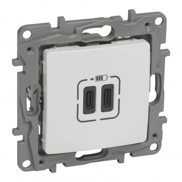 NILOE - GNIAZDO 2 X USB TYP C+C - 3 A BIAŁE - 764595 - LEGRAND