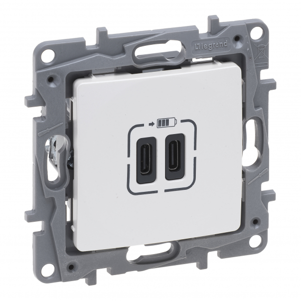 GNIAZDO PODWÓJNE USB TYP C+C 3A PERŁOWY NILOE SELECTION - 762495 - LEGRAND