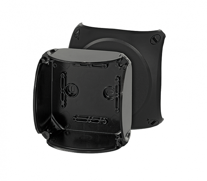 Puszka do inst. zewn., czarna, IP 66/IP 67, 130x130x77, bez przetłoczeń, bez zacisków KF 0600 C - 62000086 - HENSEL