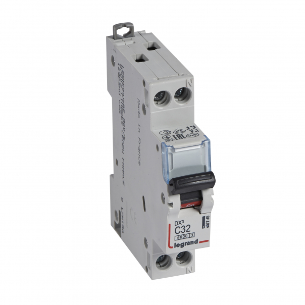 WYŁĄCZNIK NADPRĄDOWY C 32A 1-POLOWY Z TOREM NEUTRALNYM CHARAKTERYSTYKA C SERII DX3 S 301N - 407745 - LEGRAND