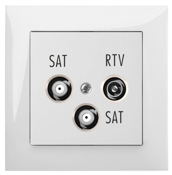 GNIAZDO ANTENOWE RTV-SAT Z DWOMA WYJŚCIAMI SAT KOŃCOWE MODUŁ BIAŁE SENTIA - 1460-10 - ELEKTRO-PLAST NASIELSK