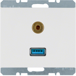 GNIAZDO USB / 3.5 MM AUDIO BIAŁY POŁYSK K.1 - 3315397009 - HAGER