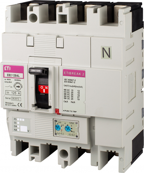 WYŁĄCZNIK MOCY 4P, 25KA, WYZW. TM EB2 125/4L 100A 4P - 004671031 - ETI