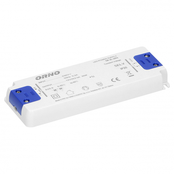 Zasilacz płaski do LED  12VDC 30W, IP20, wysokość 18mm - OR-ZL-1651 - ORNO