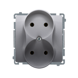 Gniazdo wtyczkowe podwójne bez uziemienia (moduł), ?16A, 250V~, zaciski śrubowe; stal inox - BMG2M.01/21 - KONTAKT SIMON