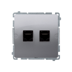 Gniazdo komputerowe RJ45 podwójne kategoria 5e (moduł). Montaż gniazda na wkręty do puszki; stal inox - BMF52.02/21 - KONTAKT SIMON