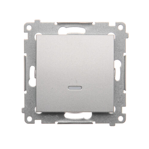 Łącznik schodowy z podświetleniem LED bez piktogramu (moduł) 10AX, 250V~, szybkozłącza; srebrny mat - DW6L.01/X/43 - KONTAKT SIMON