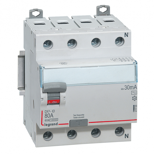 WYŁĄCZNIK RÓŻNICOWY 80A/30MA 4 BIEGUNY TYP AC P304 - 411705 - LEGRAND