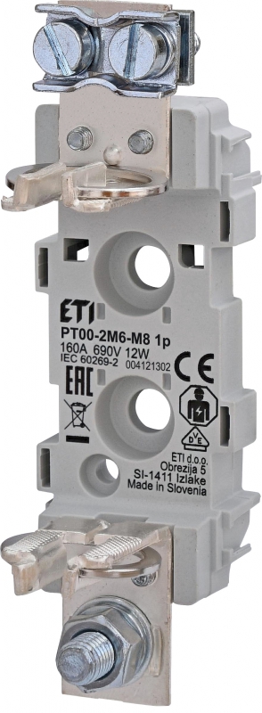 PODSTAWA BEZPIECZNIKOWA PT 00 2M6-M8 1P - 004121302 - ETI