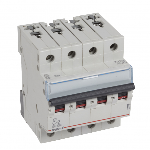 WYŁĄCZNIK NADPRĄDOWY C 32A 4-POLOWY CHARAKTERYSTYKA C SERII TX3 S 314 - 404259 - LEGRAND
