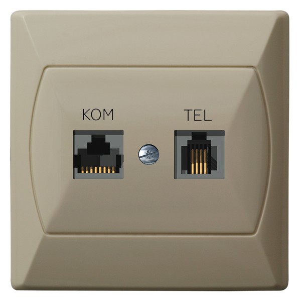 GNIAZDO KOMPUTEROWO-TELEFONICZNE BEŻ AKCENT  - GPKT-A/K/01 - OSPEL