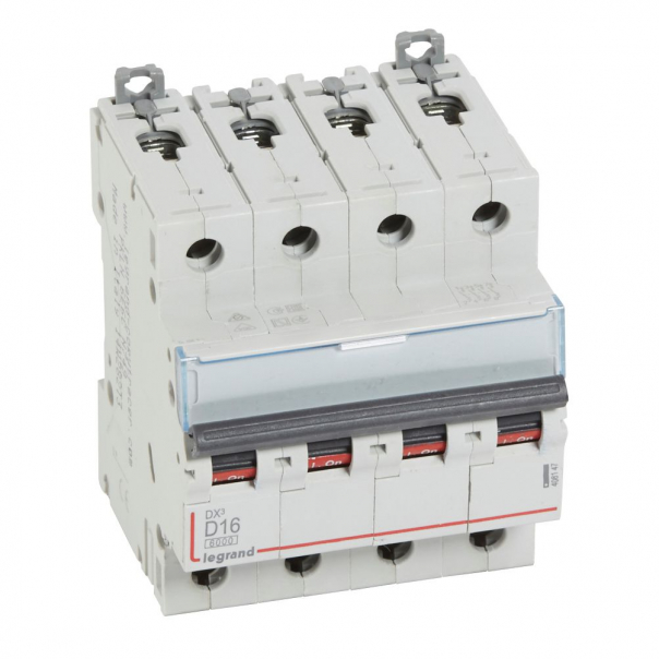 WYŁĄCZNIK NADPRĄDOWY D 16A 4 POLOWY CHARAKTERYSTYKA D SERII DX3 S 304 - 408147 - LEGRAND