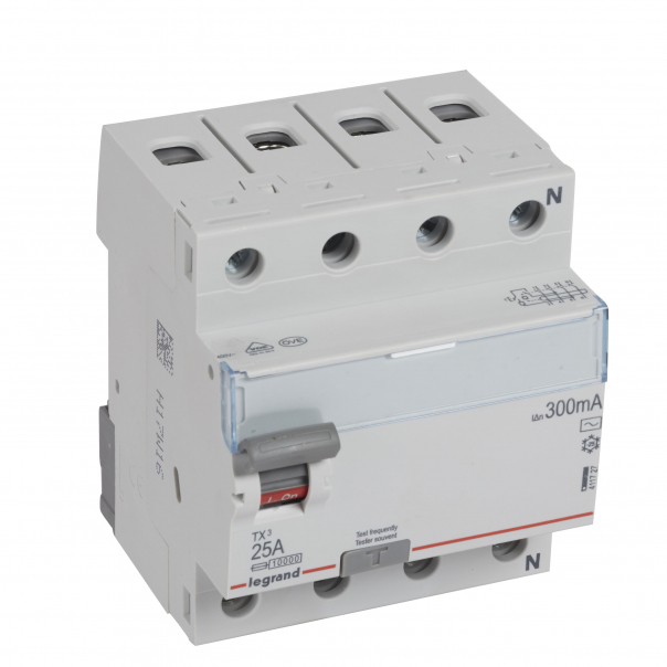 WYŁĄCZNIK RÓŻNICOWY 25A/300MA 4 BIEGUNY TYP AC P304 - 411727 - LEGRAND