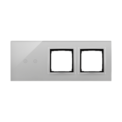 Panel dotykowy S54 Touch, 3 moduły, 2 pola dotykowe poziome + 2 otwory na osprzęty S54, srebrna mgła - DSTR3200/71 - KONTAKT SIMON