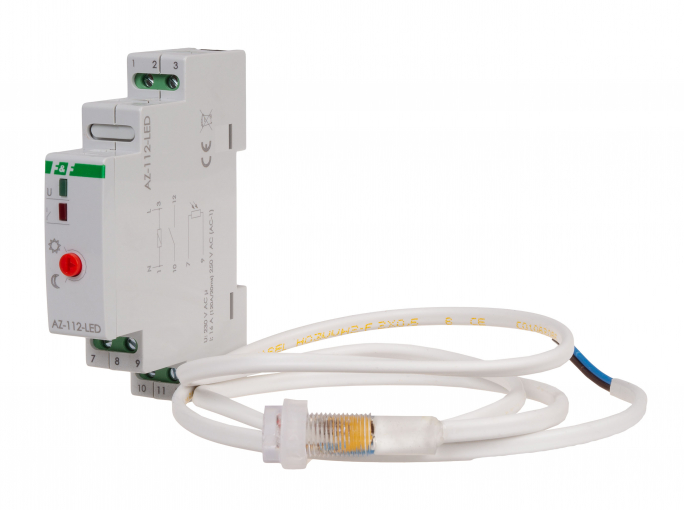 Automat zmierzchowy AZ-112-LED z zewnętrzną sondą, przekaźnik InRush16 A (160 A/20 ms) - AZ-112-LED - F&F